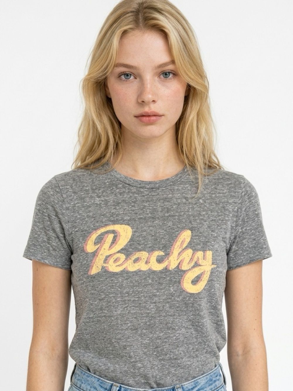 BLANK PAIGE | Peachy Gray Short Sleeve Graphic Tee Women’s Size Small